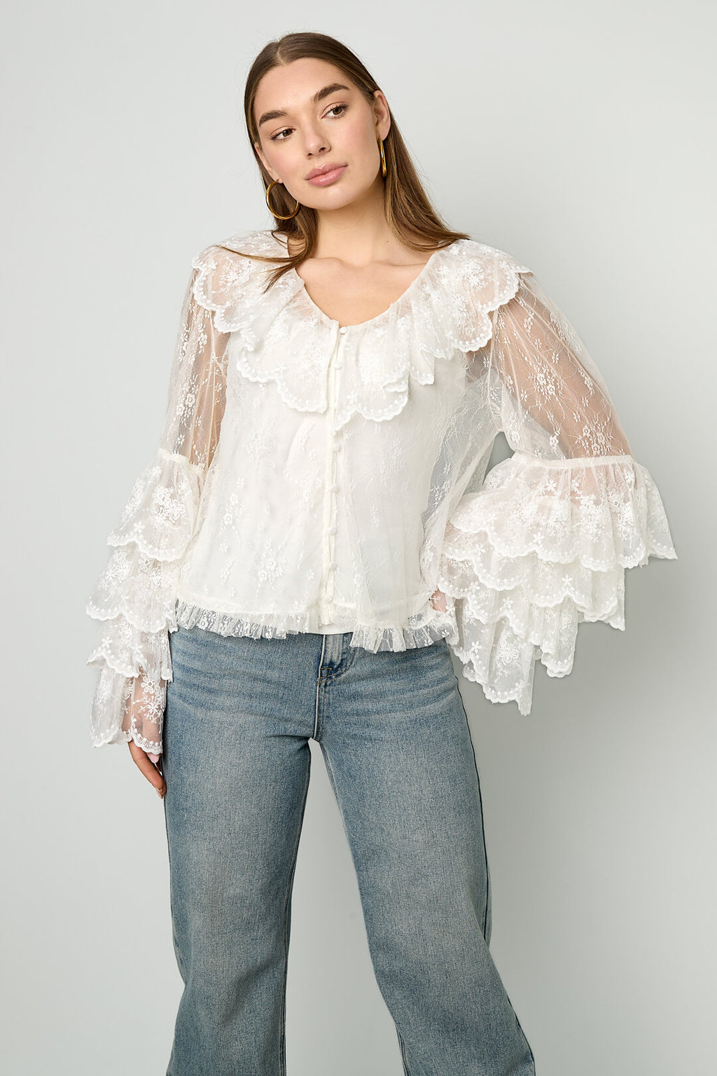 Elegante Witte Bloemen Blouse