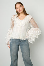 Elegante Witte Bloemen Blouse