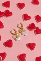 Oorringetjes Met Bloemen In Hart Hangers