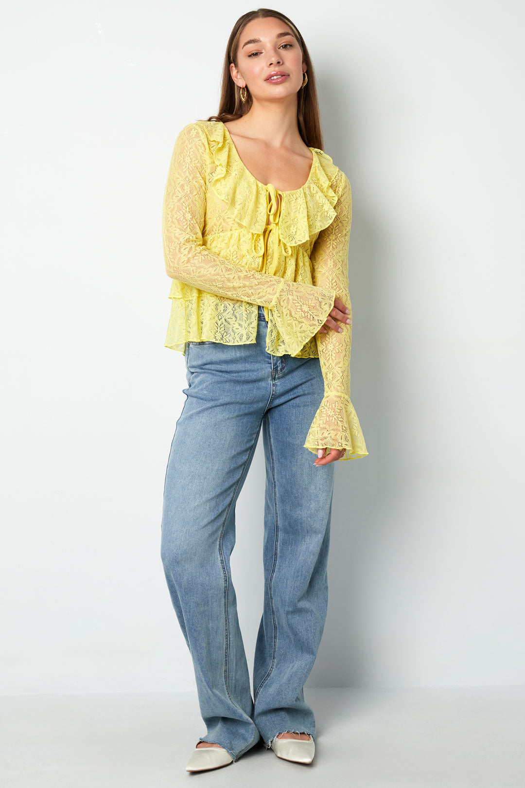 Lange Mouwen Top Elegante Ruches