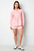 Overhemd Casual Stripes Hart Ruffle Detail