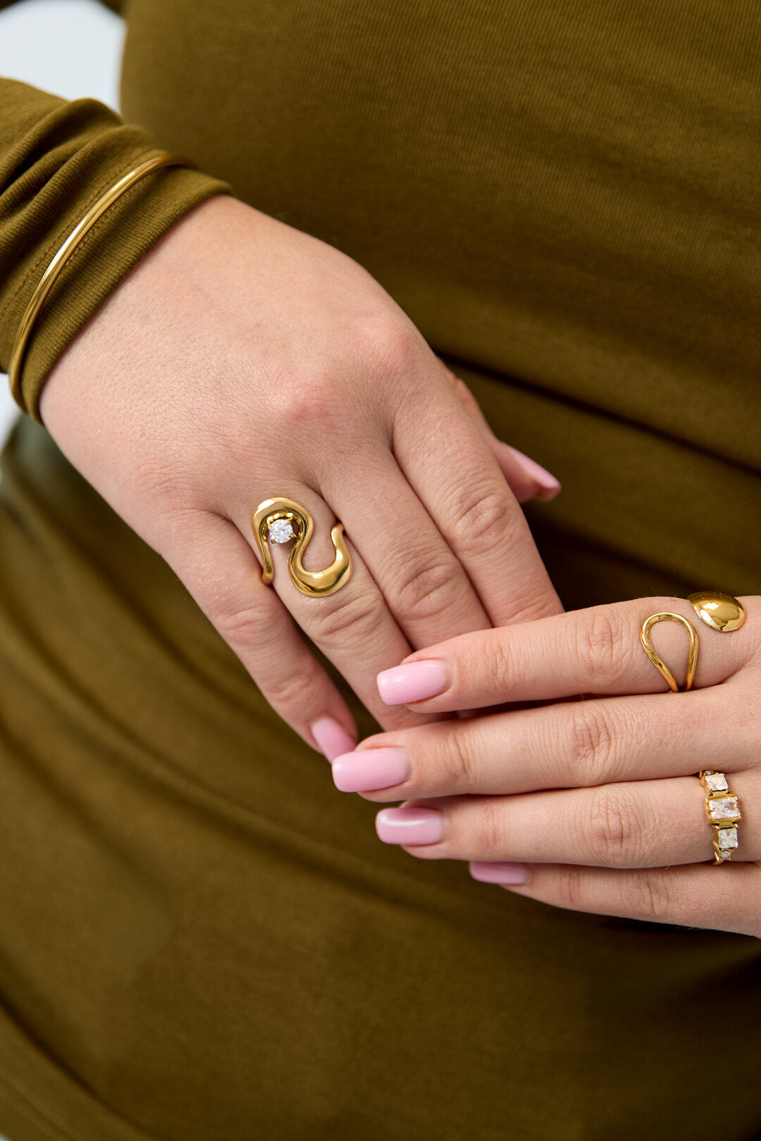 Elegante, Verstelbare Ring Met Strasssteentjes