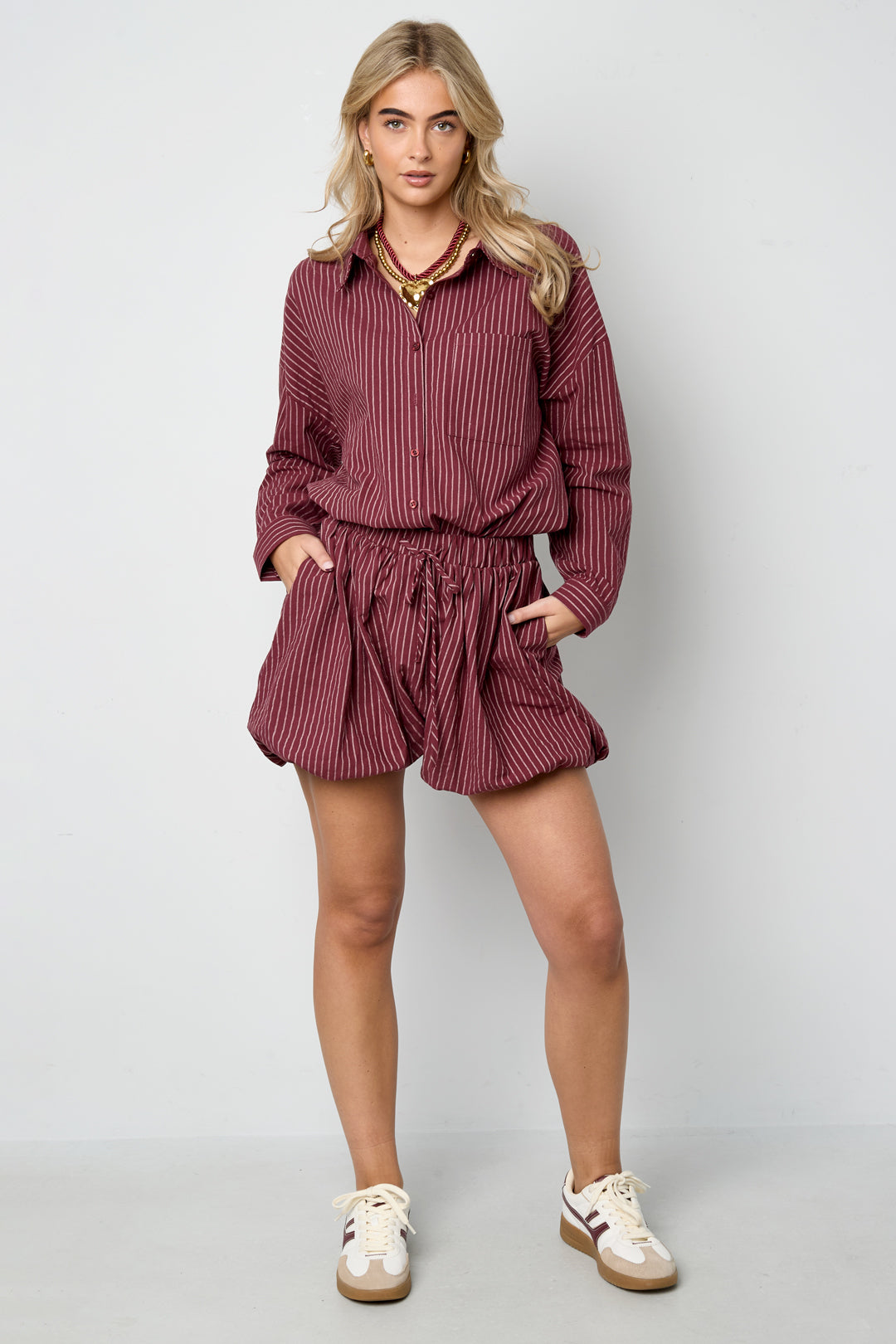 Woven Cotton Vrouwen Shorts Casual Stripes