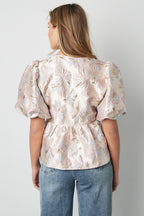 Korte Mouw Top Elegante Bloemenprint