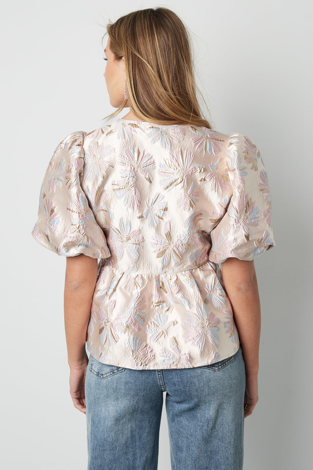 Korte Mouw Top Elegante Bloemenprint