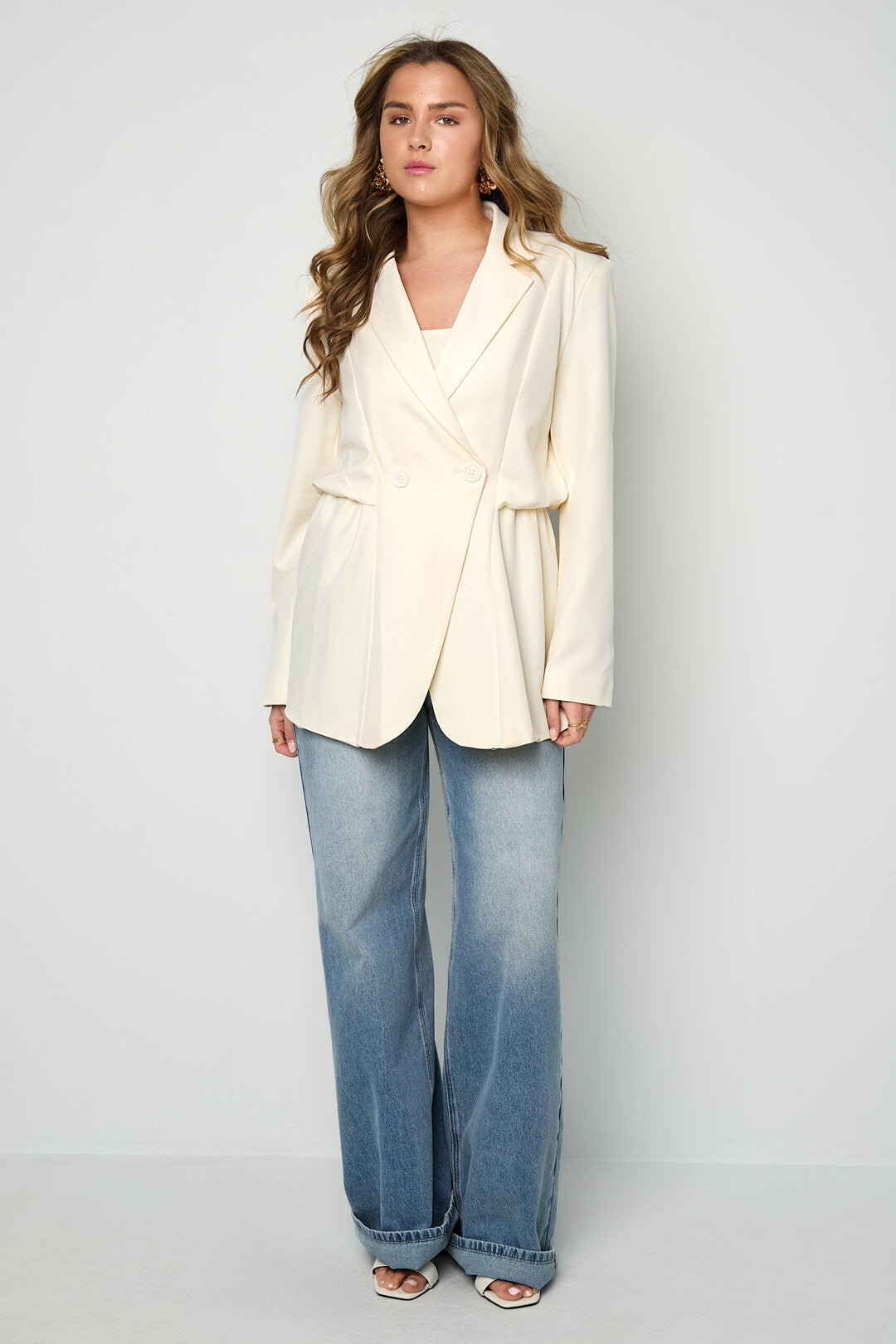 Elegante Solide Kleur Damespak