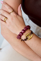 Satijnkoord Armband Met Knop Detail