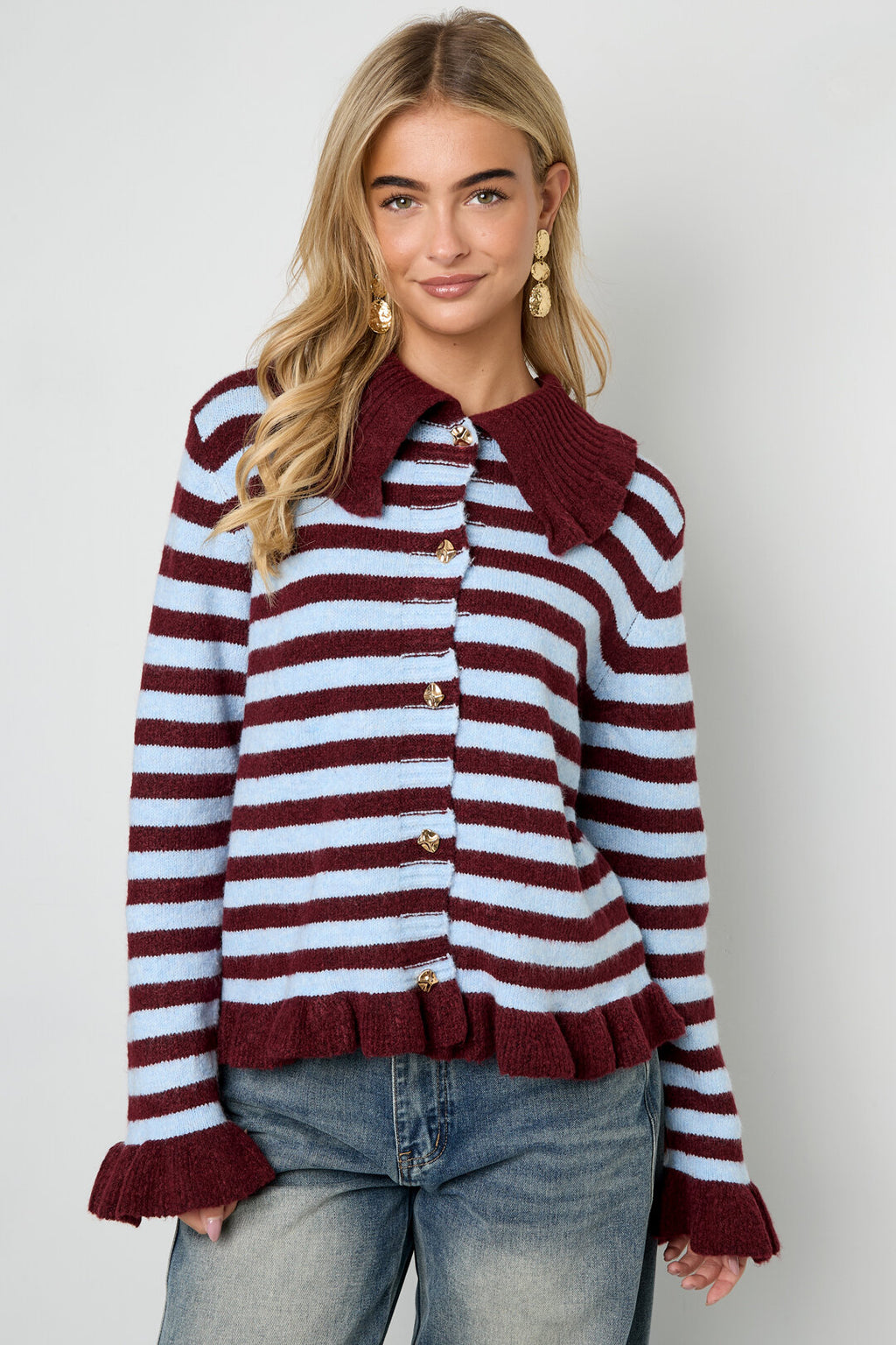 Gebreide Cardigan Casual Strepen