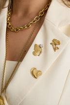 Broches Van Roestvrij Staal Met Vlindermotief