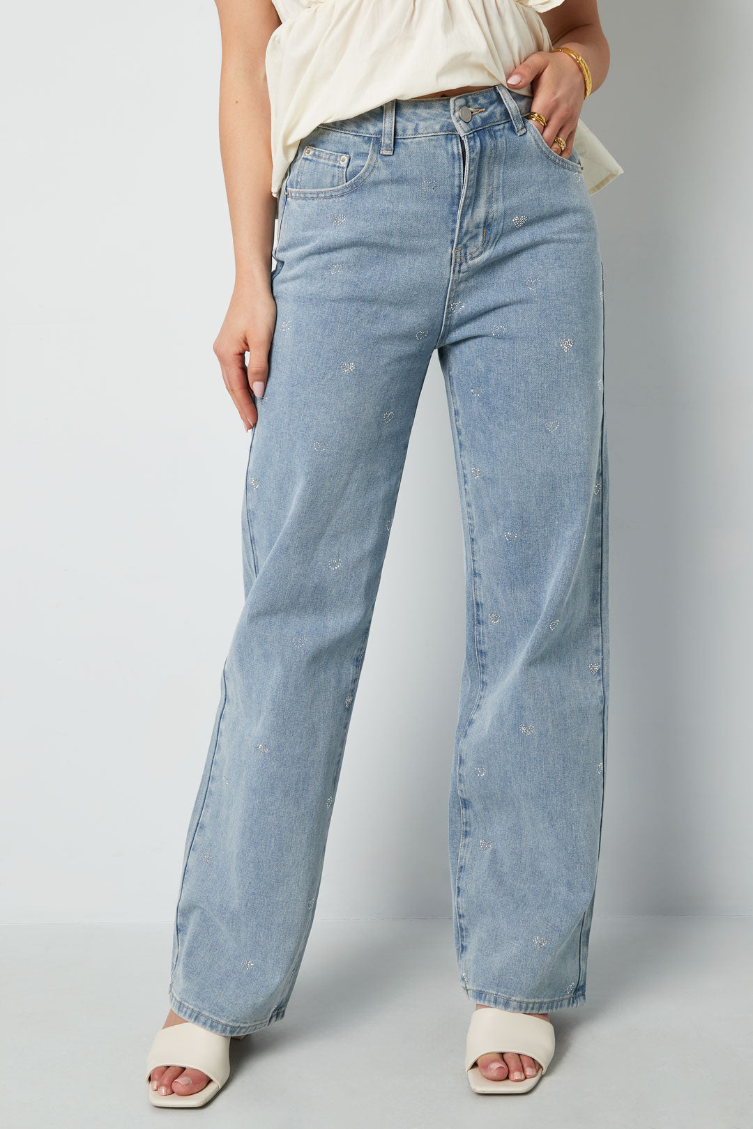 Rechte Jeans Hart Borduurwerk Casual