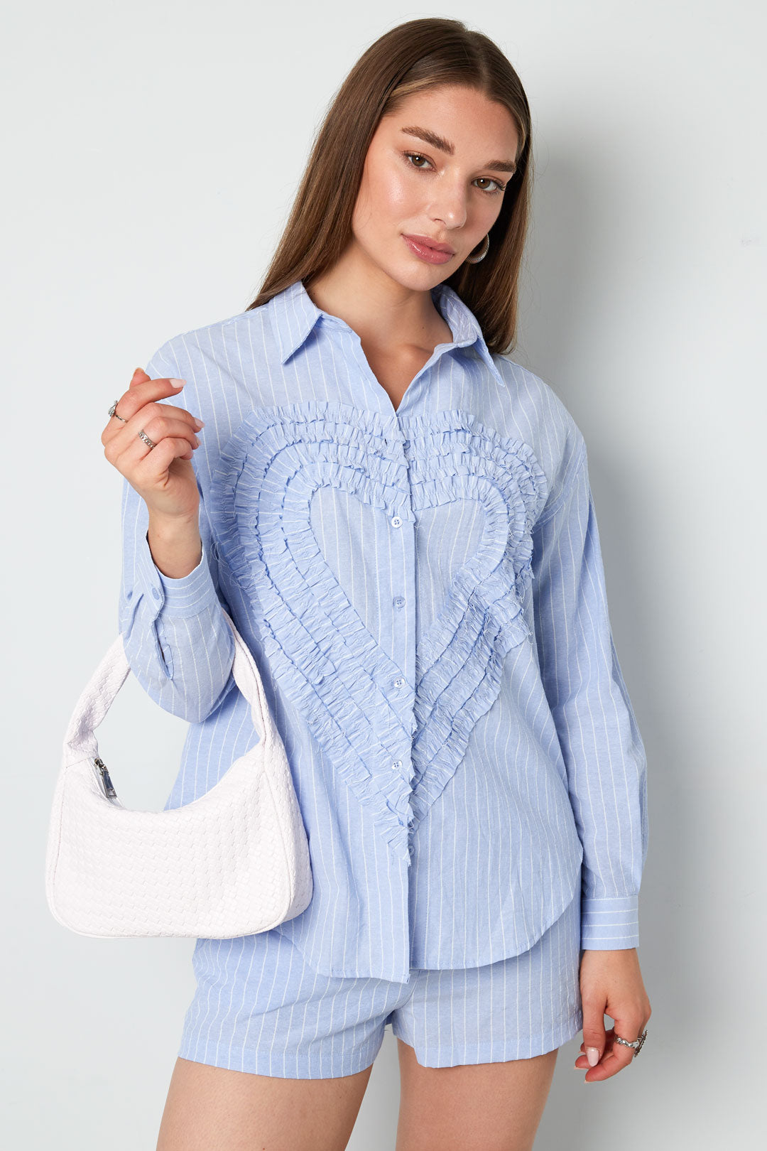 Overhemd Casual Stripes Hart Ruffle Detail