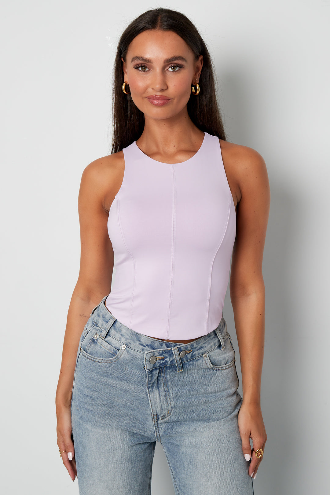 Gebreide Nylon Mouwloze Top 