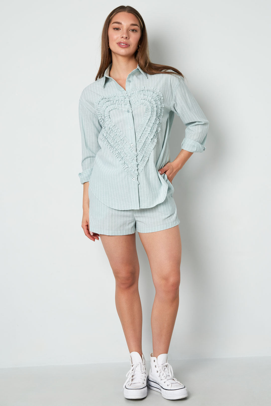 Overhemd Casual Stripes Hart Ruffle Detail