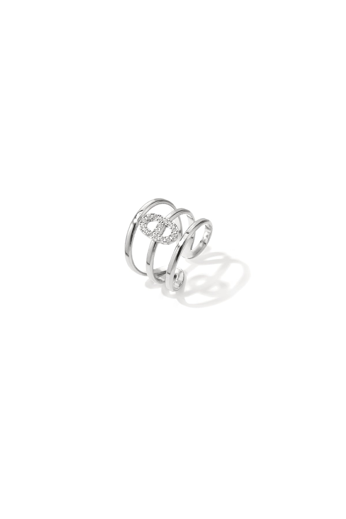 3 Laagse Ring Met Belegde Ellipsvorm