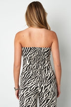 Mouwloze Top Zebra Print Knopvoorkant