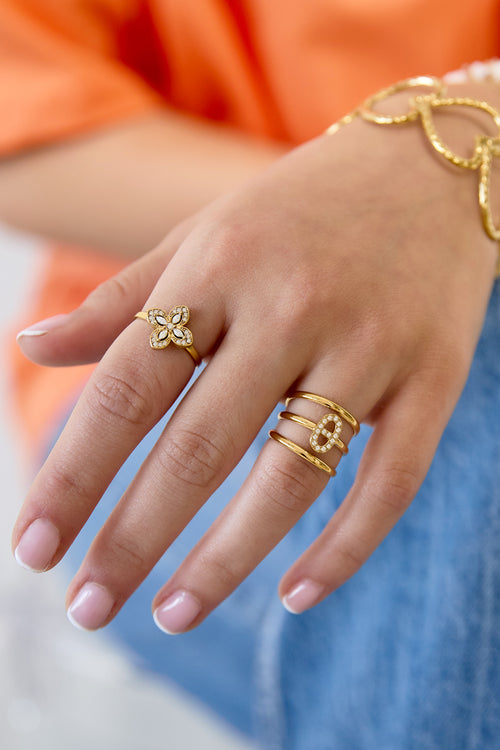 3 Laagse Ring Met Belegde Ellipsvorm