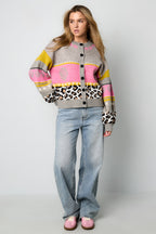 Gebreide Polyestervezel Vrouwen Cardigan Casual Bloemenprint