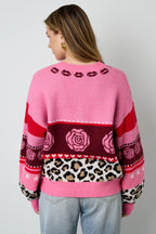 Gebreide Polyestervezel Vrouwen Cardigan Casual Bloemenprint