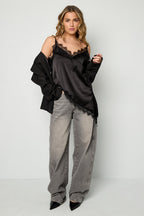 Sexy Tank Top met Kanten Paneel