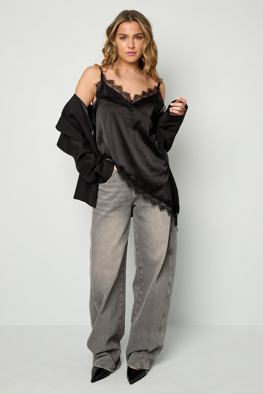 Sexy Tank Top met Kanten Paneel
