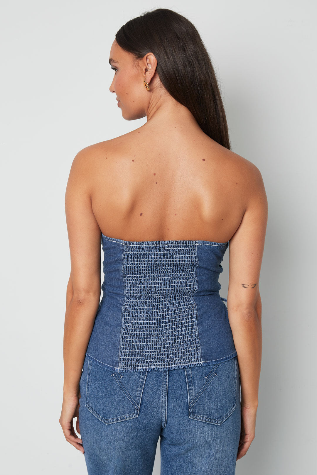 Geweven Denim Strapless Top 