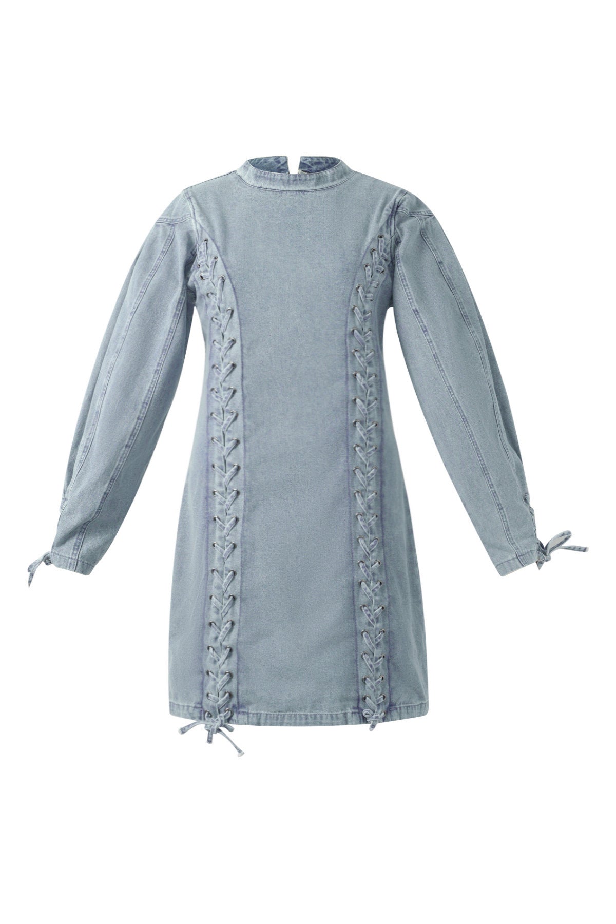 Denim Dress Elegant Tie-up 