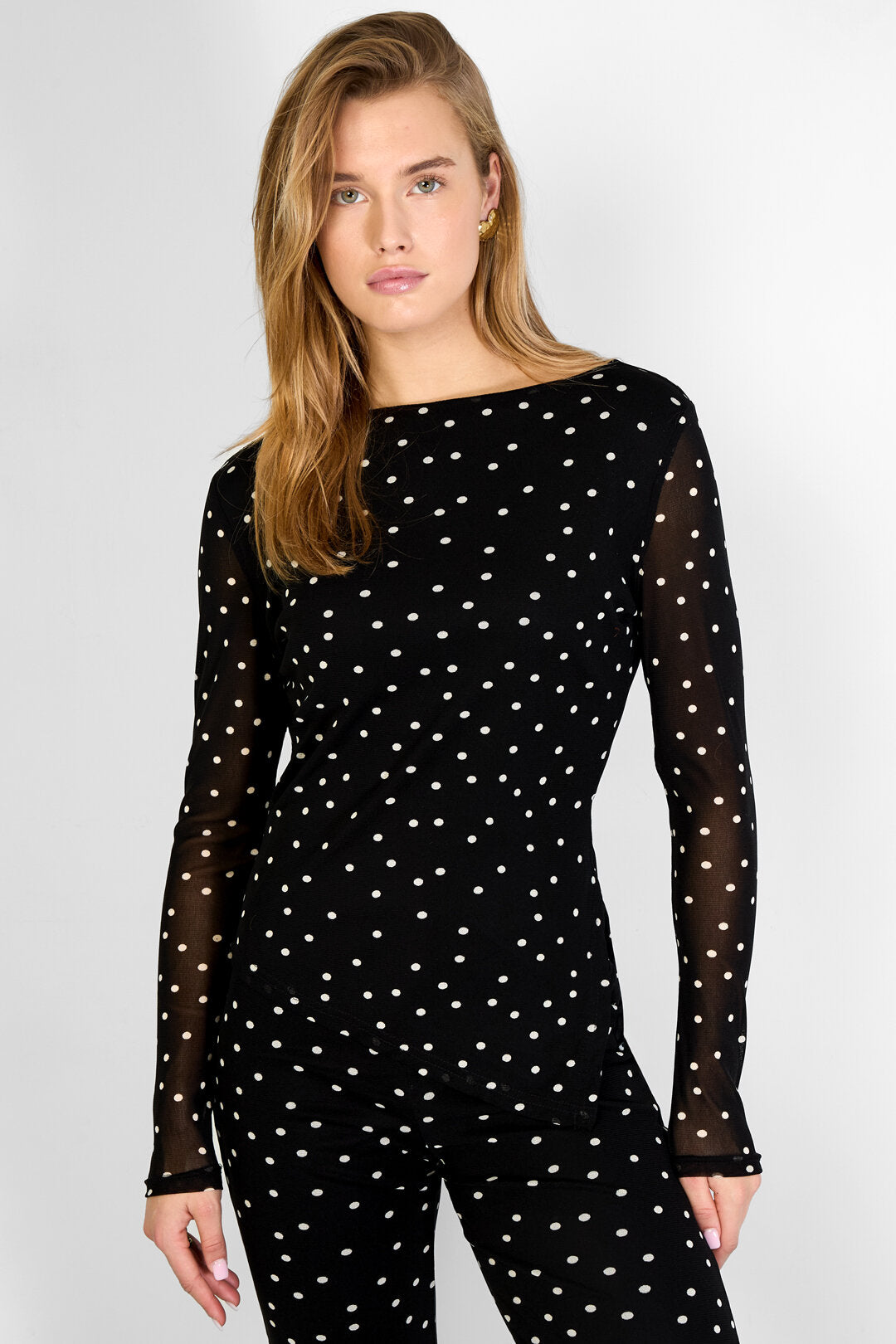 Lange Mouw Blouse met Stippen
