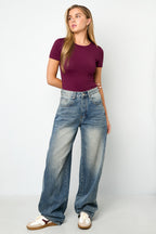 Hoge Taille Wijdbeen Denim Broek