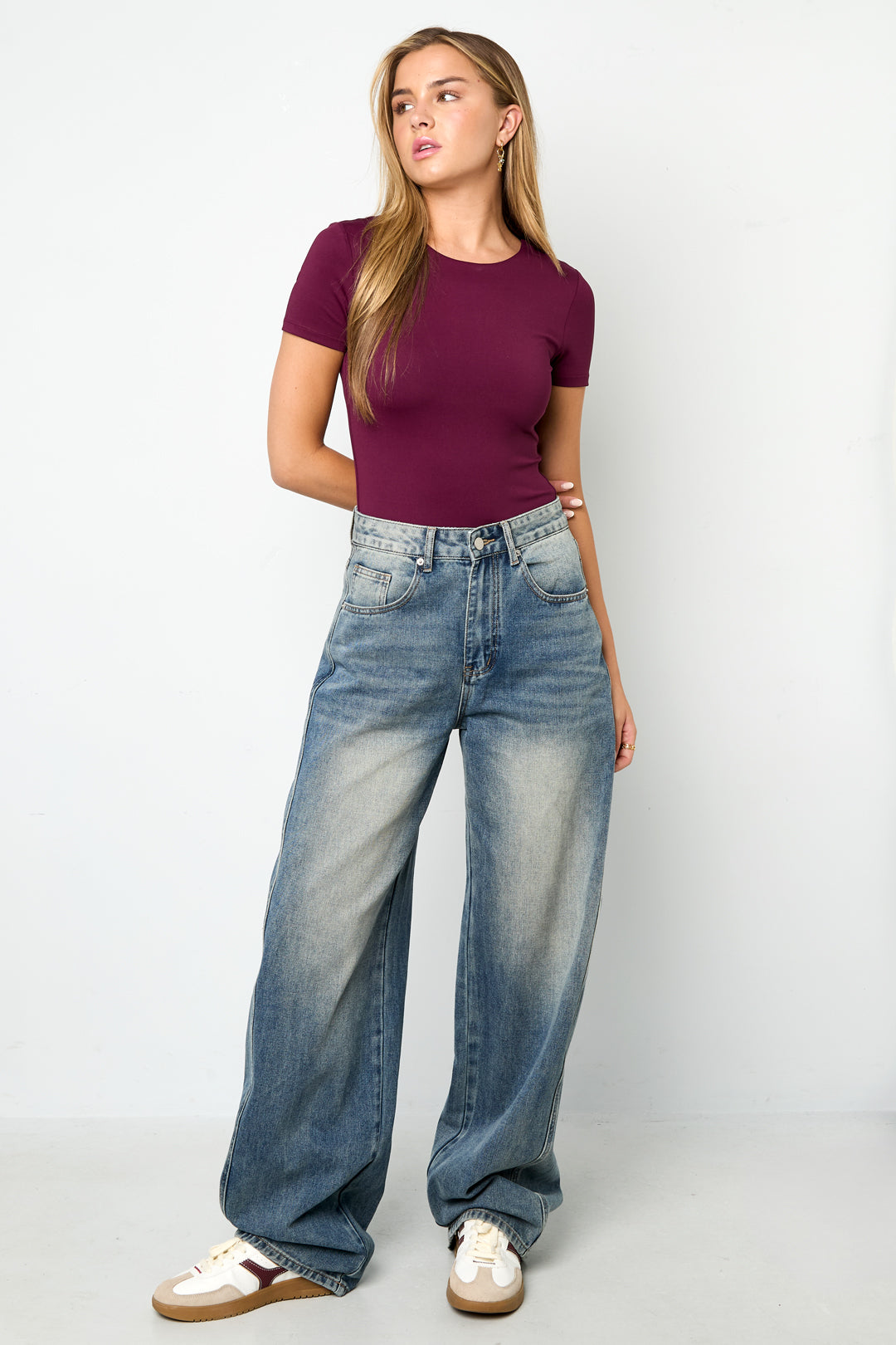 Hoge Taille Wijdbeen Denim Broek