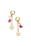 Oorringetjes Met Kralen En Bloem Charms Aan Ketting