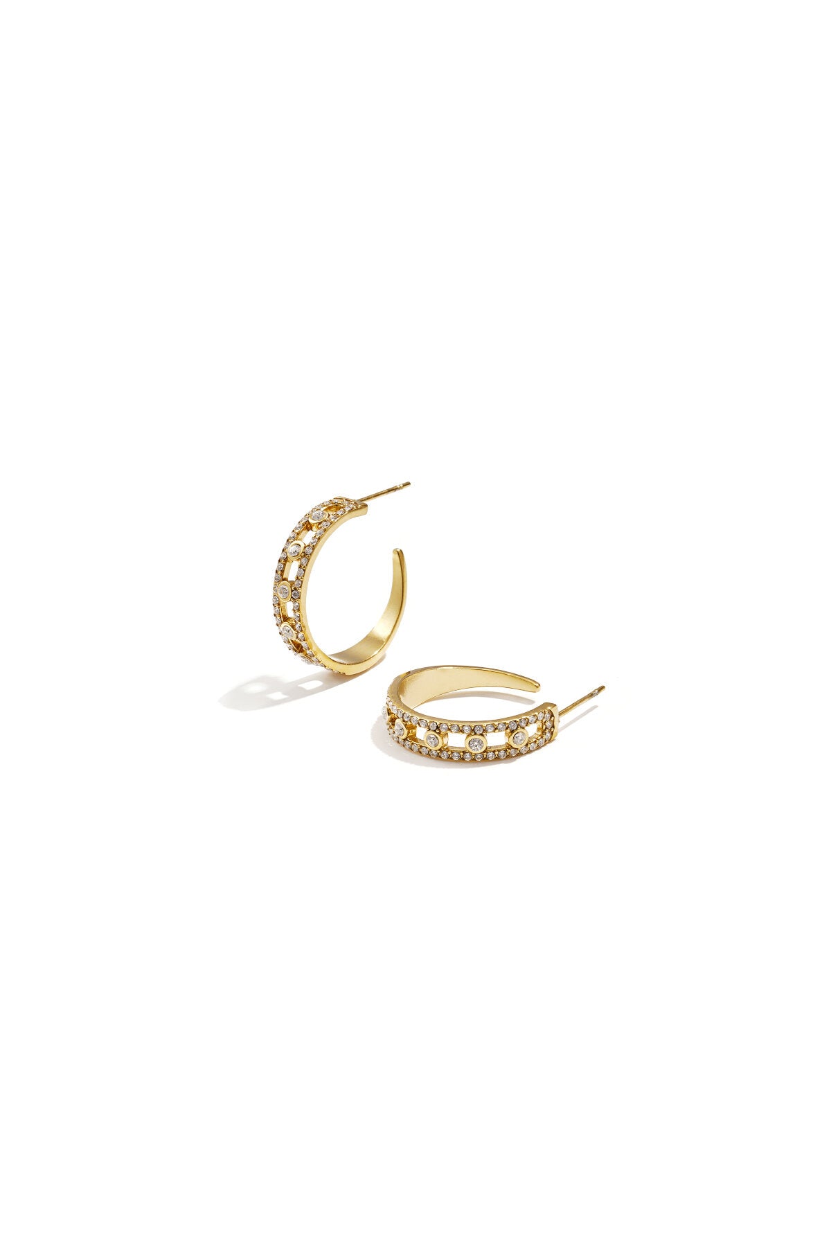 Luxe Open Oorbellen Met Patroon En Zirkonia