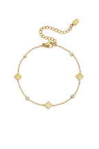 Armband Met Klavertjes En Ronde Zirkonia Steentjes