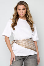 Chique Beige Zomer Sjaal met Puntjes
