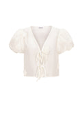 Korte Mouw Top Bohemian Floral Print Bow