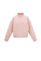 Gebreide Polyestervezel Vrouwen Trui Met Schildkraag Casual Effen Kleur