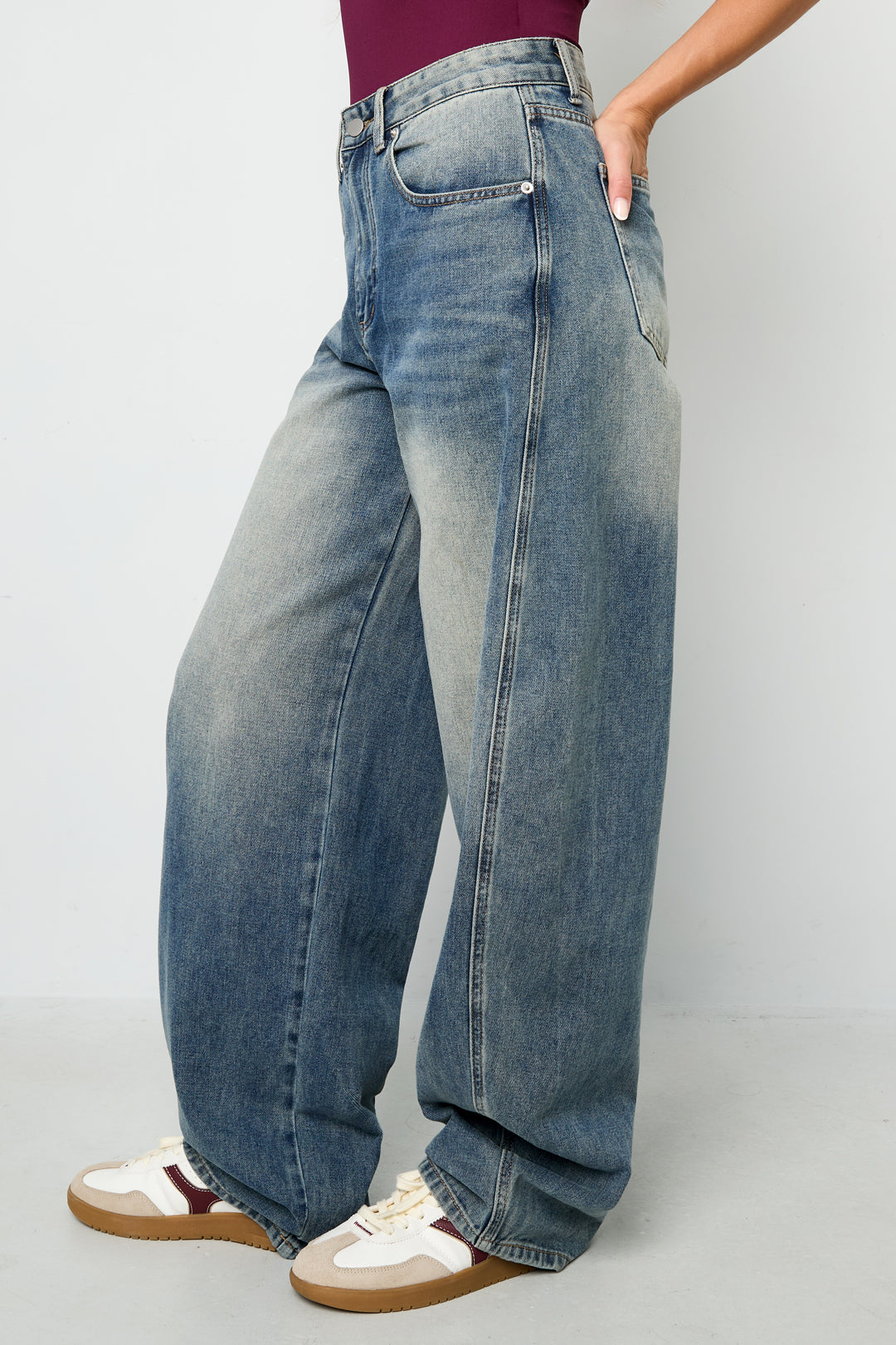 Hoge Taille Wijdbeen Denim Broek