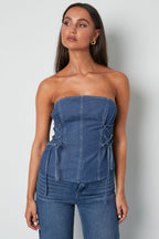 Geweven Denim Strapless Top 
