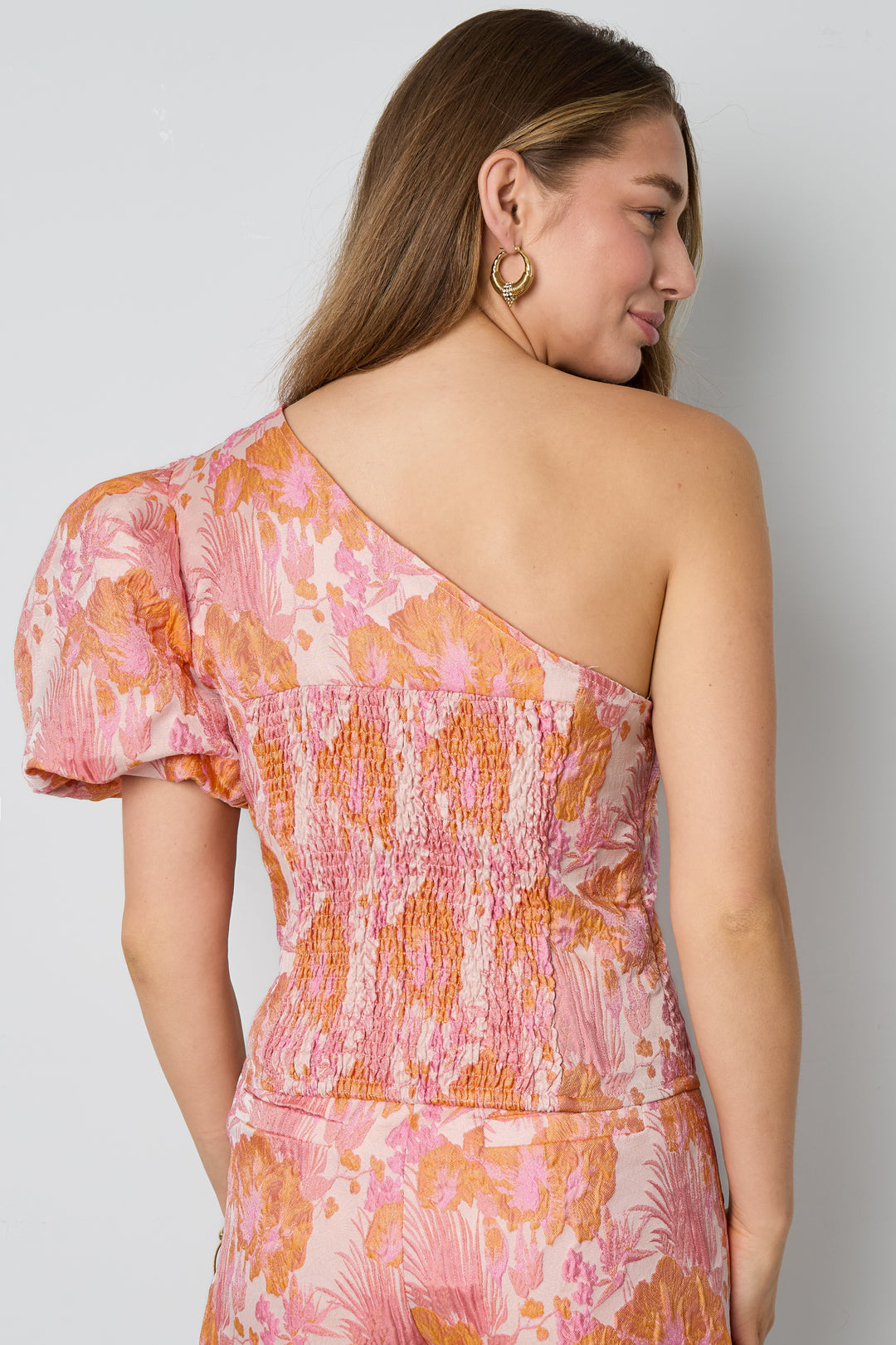 Geweven Vrouwen Eén-Schouder Top Elegant Bloemenprint