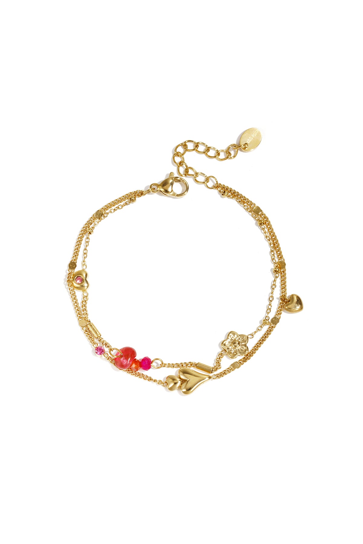 Armband Met Hartjes Bloemen En Kraaltjes