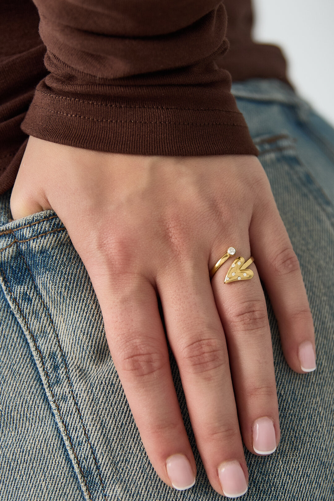 Minimalistische Hartvormig Ringen Met 14-Karaats Goudlaag