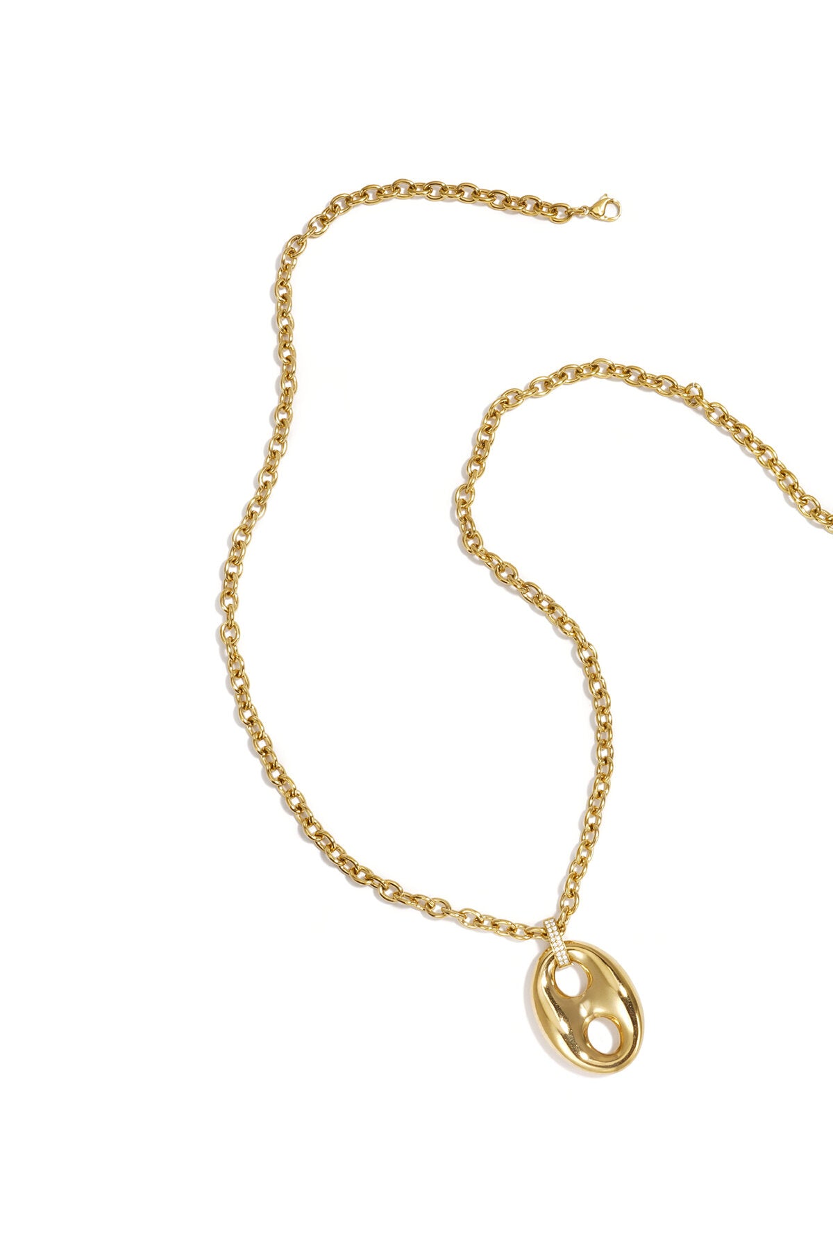 Elegante Gouden Lange Ketting met Strass 70cm+
