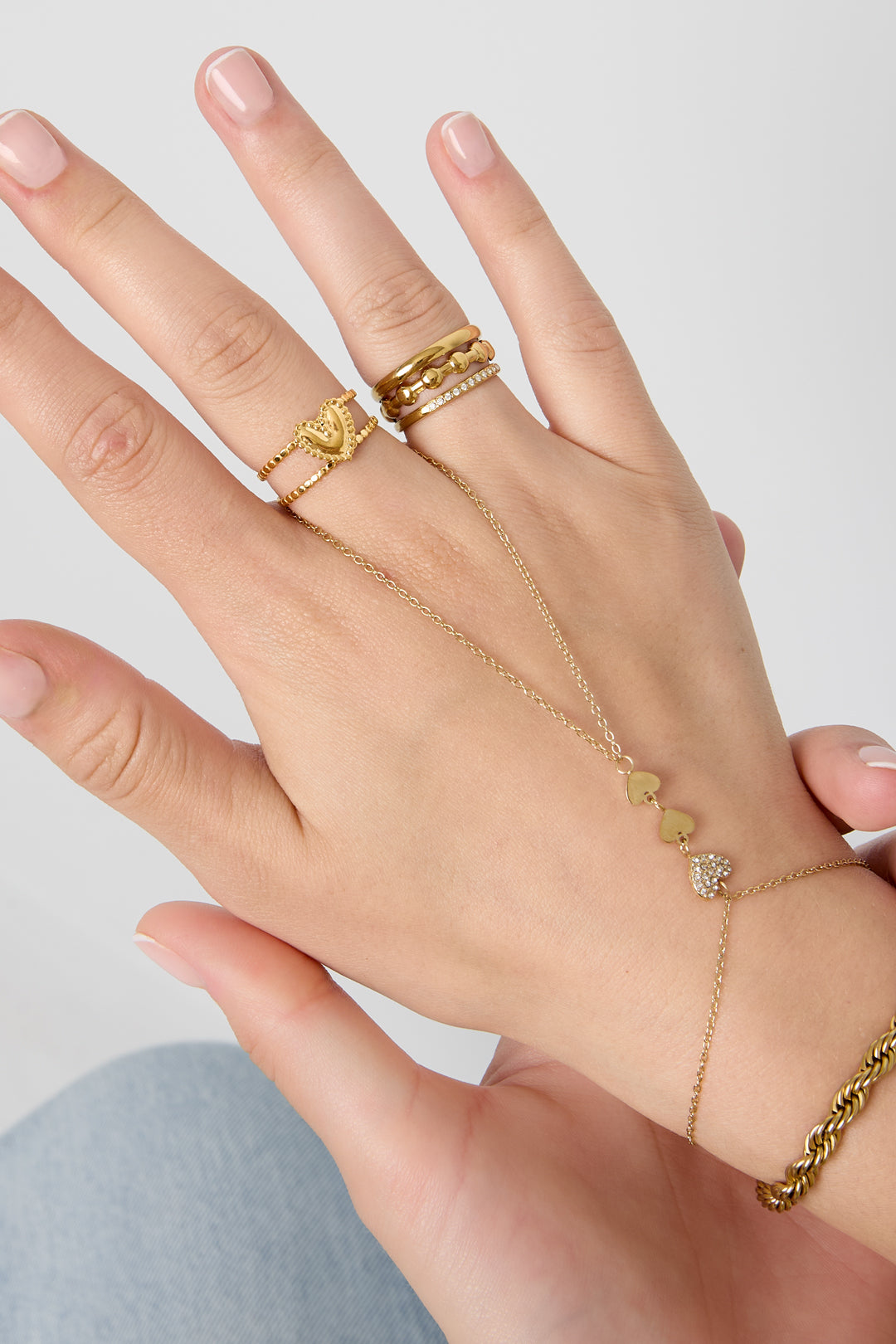 Verstelbare Dubbele Ring Met Hart