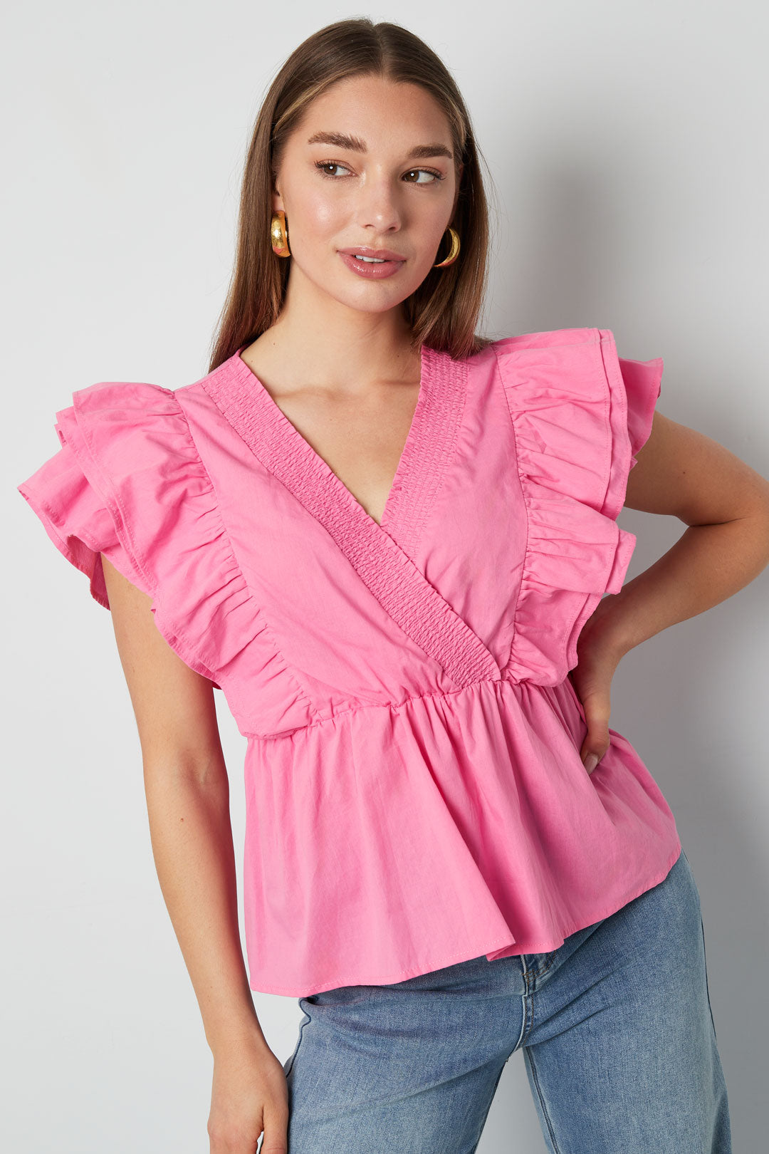 Mouwloze Top Elegant Ruches Rand 
