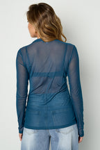 Mesh Top Met Lange Mouwen