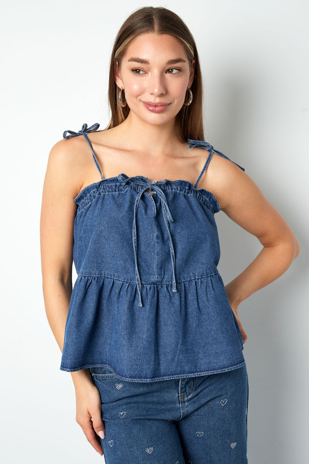 Geweven Denim Vrouwen Casual Top