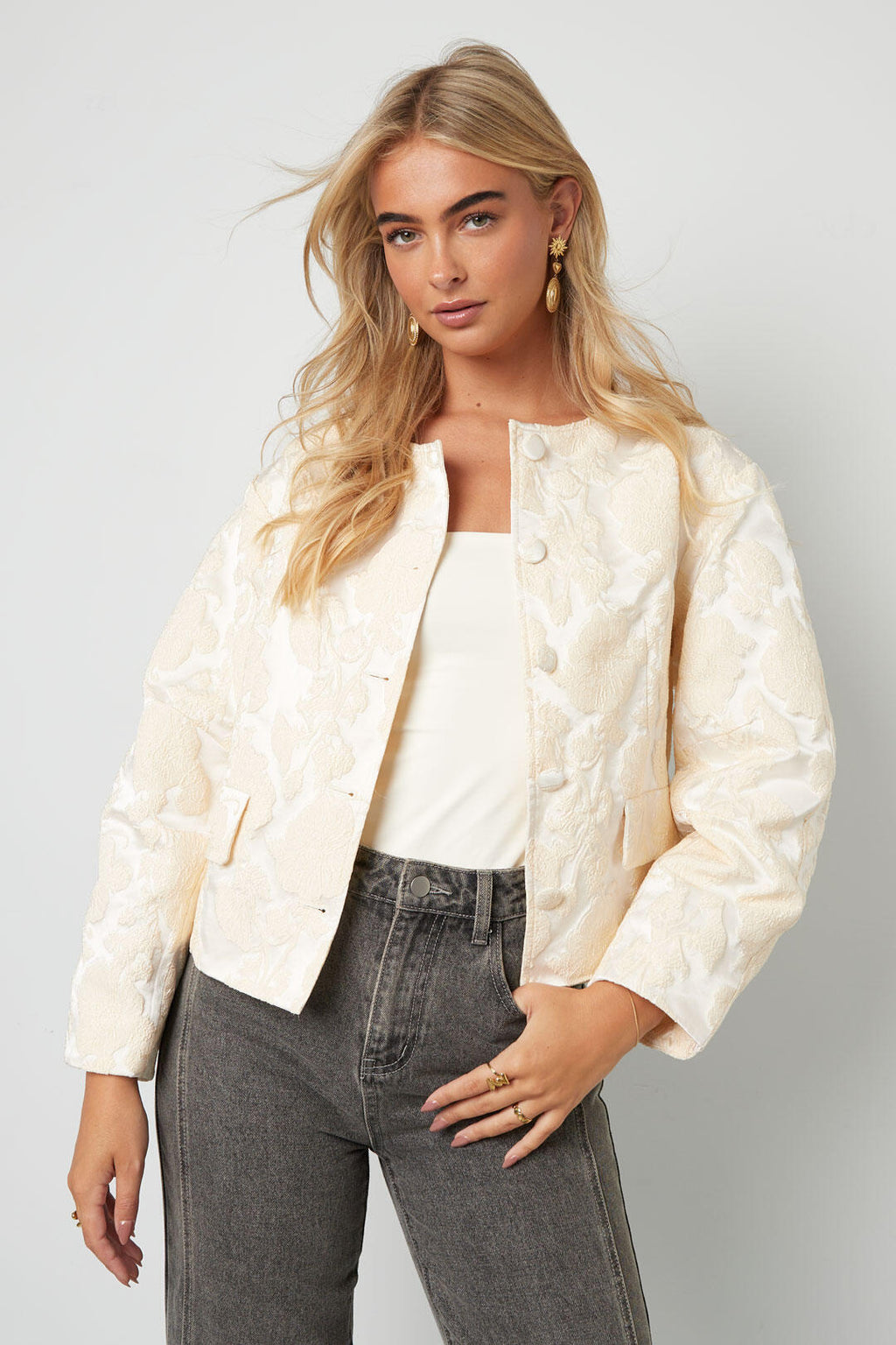 Elegante Jas met Bloemenprint