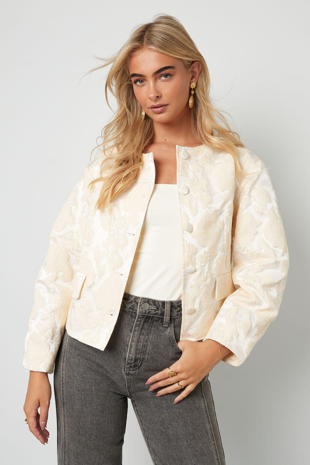 Elegante Jas met Bloemenprint