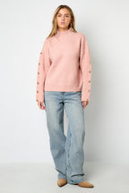 Gebreide Polyestervezel Vrouwen Trui Met Schildkraag Casual Effen Kleur