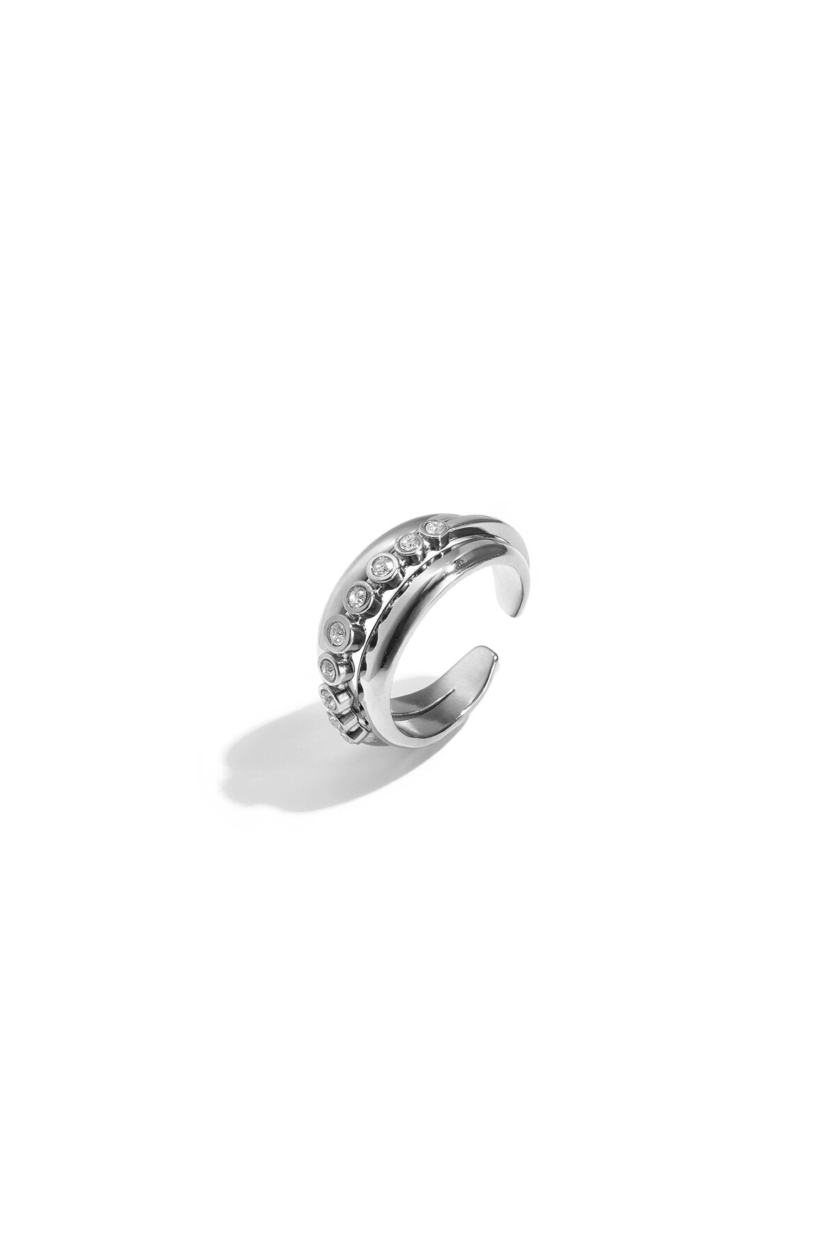Drievoudige Ring Met Zirkonia Steentjes