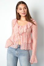 Lange Mouwen Top Elegante Ruches